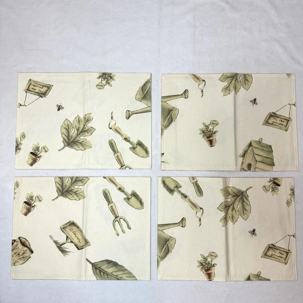 Pfaltzgraff Naturewood Placemats Set Of 4 Garden Leaves Birdhouse 12